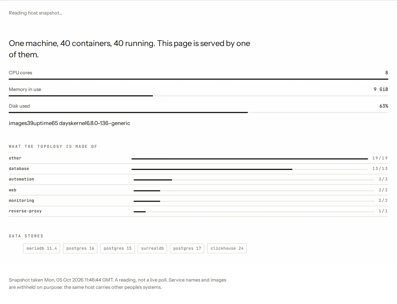Screenshot of the "The machine this page is served from" instrument, captured from the live page
