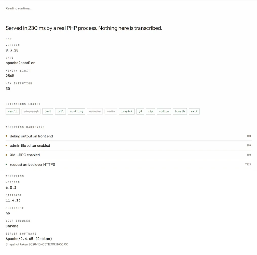 Screenshot of the "What is actually running this request" instrument, captured from the live page